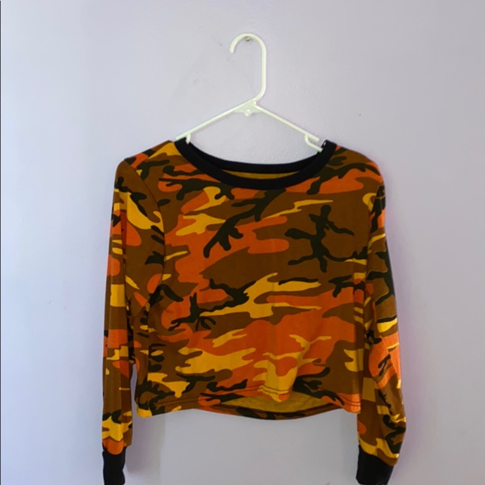 orange camo crop top